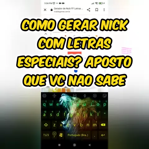 COMO COLOCAR LETRAS SUBSCRITAS (LETRAS PEQUENAS) NO SEU NICK DO FREE FIRE  !! 