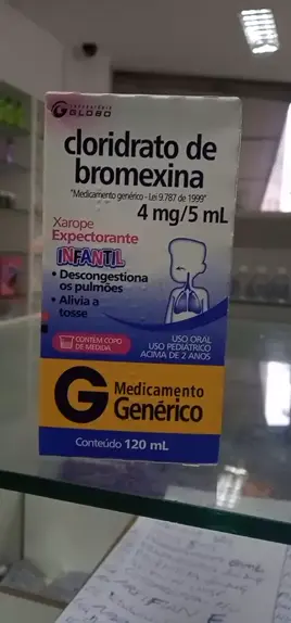 Cloridrato De Bromexina 4mg/5mL Xarope Infantil 120mL Globo