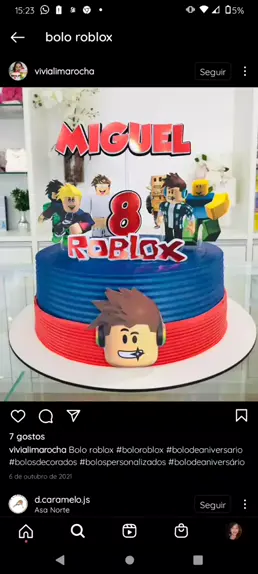 bolo para aniversário do roblox