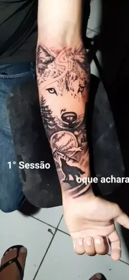 Tatuagem Floresta Negra Com Lobo