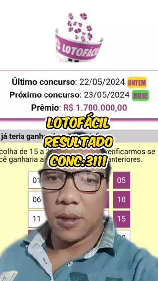 Confira os números da Lotofácil 3110 divulgados no resultado de 22/05/2024,  quarta-feira