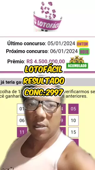 LOTOFÁCIL 2997: Resultado de hoje (06/01)