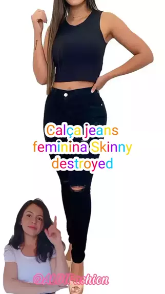 Calça Jeans Preta Skinny Com Lycra Cintura Alta Corte Do Jeans Empina  Confortável Moda Feminina.