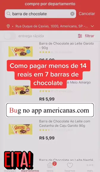 chocolate americanas cupom