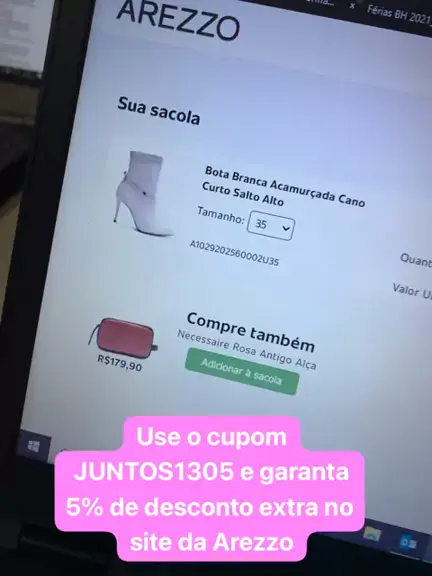 Dani li M. da Costa danieli dacosta . udio original criado por Dani li M. da Costa. Use JUNTOS1305 e garanta desconto extra no site da Arezzo missaofavelax arezzo cupom desconto fashion