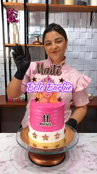 bolo redondo da barbie