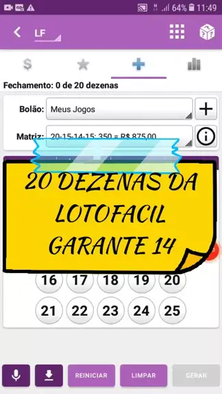 DESDOBRAMENTO LOTOFÁCIL 20 DEZENAS - CRIAR 04 JOGOS DIFERENTES 