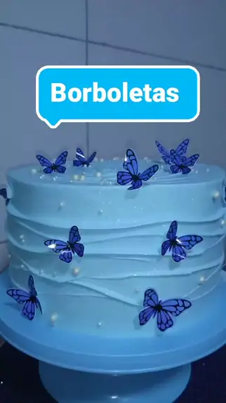 Bolo borboletas, Topper, Redondo, Chantilly lilás