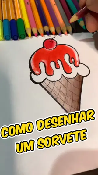 Como desenhar Sorvete de Casquinha Kawaii ❤ Desenhos Kawaii - Desenhos para  Desenhar 