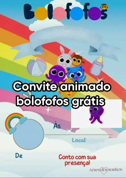 Convite Animado Bolofofos para Editar Grátis