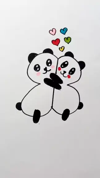 Aprenda a desenhar um casal de urso panda com números 8 #drawing