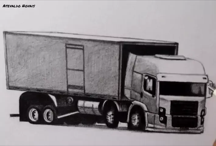 como desenhar caminhão arqueado 