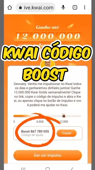 Como encontrar meu código de impulso no kwai 