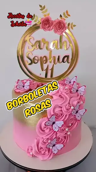 Viviane Cakes - Bolo Flower borboleta dourado com rosa🦋🦋🌷🌷