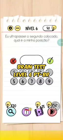 como passar do nível 6 no jogo brain test