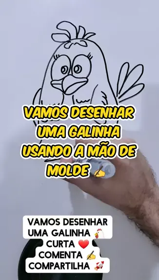 Como desenhar como desenhar uma galinha com sua mão 