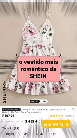 SHEIN VCAY Vermelho Corte Fora Floral Boho Vestido