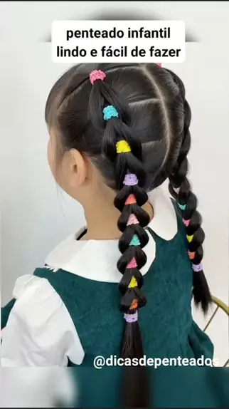 2 braids to pony  Penteado infantil simples, Penteados fáceis