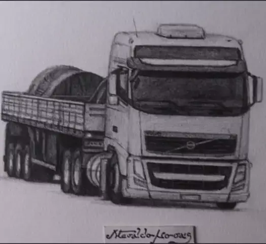 desenho de caminhão arqueado volvo