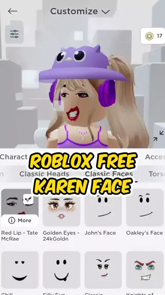 ROBLOX Free “KAREN FACE” #roblox #freeaccessories #trending