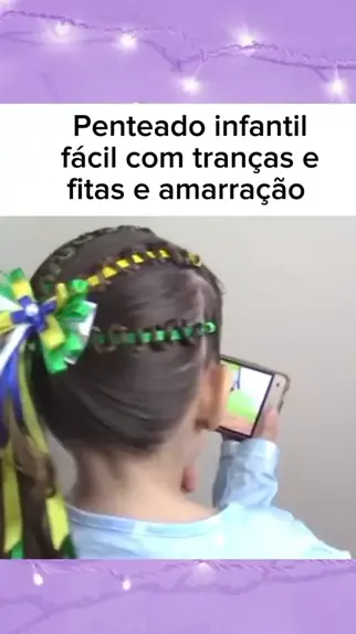 Penteado festa infantil com fitas / tranças com fitas penteado