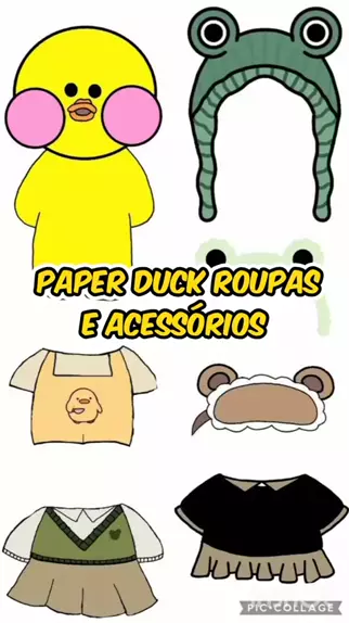 Pato Lalafanfan Verde Paper Duck de pelúcia com roupas e acessórios Co
