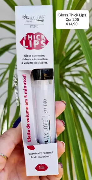 Gloss Lip Volumoso Max Love Make Up 3 em 1 Vitamina E Ácido