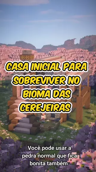 Minecraft Construções: Ideia de casa no bioma de cerejeira