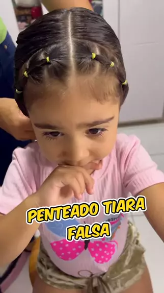 Penteado Infantil facil SEMI-PRESO com TIARA para cabelo cacheado