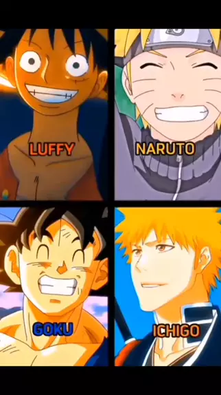 Um desenho meu do Goku,Naruto,Ichigo e Luffy