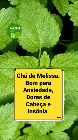 Faz Bem Dicas fazbemdicas1 . udio original criado por Faz Bem Dicas. Ch de Melissa. Melhora Ansiedade dores de cabe a e Ins nia Melissa chademelissa remedionatural topz