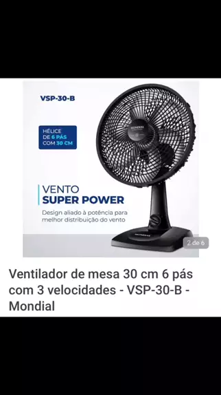 VENTILADOR DE MESA SUPER POWER VSP-30-B 30CM 6 PAS 3 VELOCIDADES