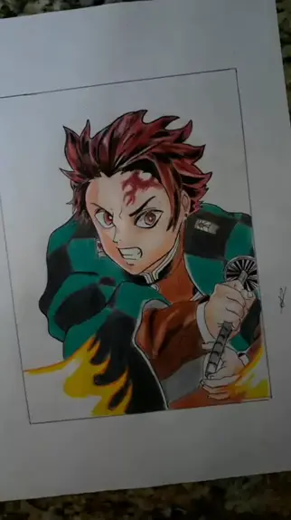 desenho de demon slayer colorido