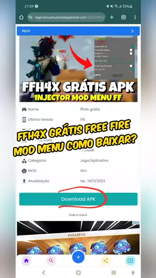 FFH4X Regedit Mobile APK Mod V119 (Mod Menu) Download grátis