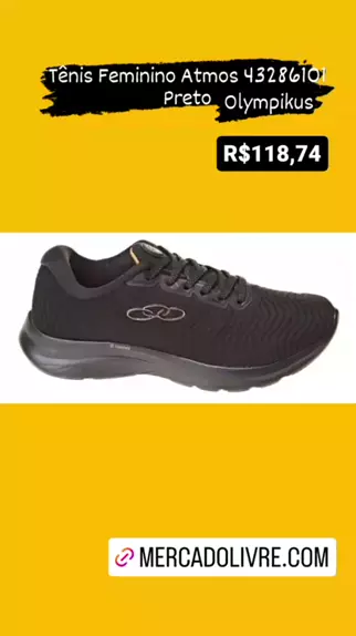 Tênis preto hot sale no mercadolivre