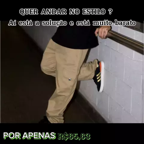 Calça Cargo Skate Caqui bege Preta Streetwear Larga Feminina Masculina  Unissex Casual Skatista 5 Bolsos Fechamento Cordão Moda