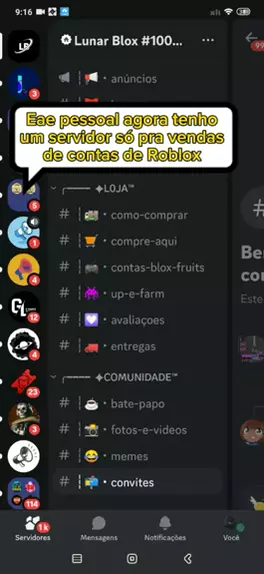 Novo servidor de venda de contas de Roblox
