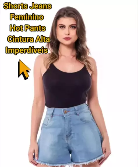 Shorts Jeans Hot Pants Feminino Cintura Alta Desfiado Modelo 10
