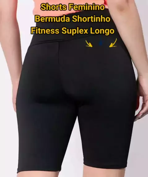 Bermuda Short Feminino sarja Tipo Cargo importado cintura alta com