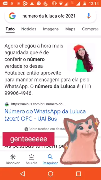 Número de WhatsApp da Luluca (2022) Verdadeiro, OFC