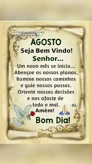 Seja Bem Vindo Agosto - Mensagens de Bom dia