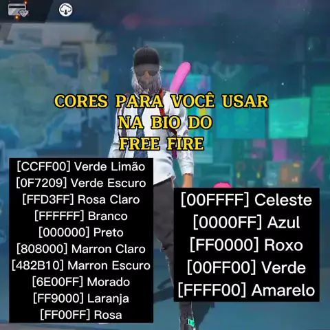 código para mudar de cor no free fire