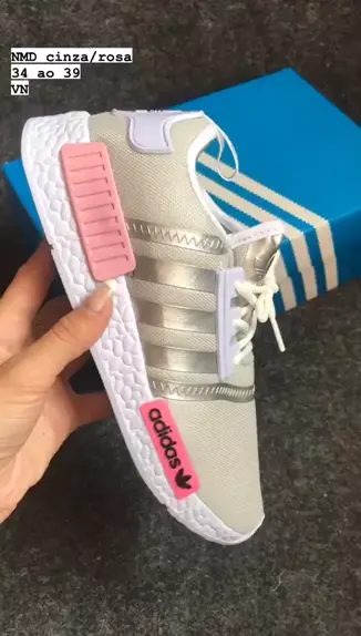 Nmd cinza com sales rosa