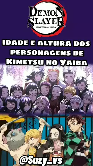 altura dos personagens de demon slayer