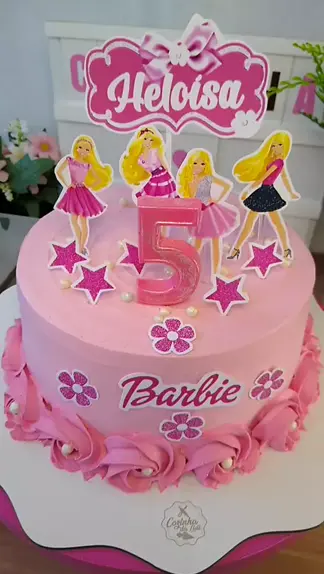 bolo da barbie quadrado de aniversário