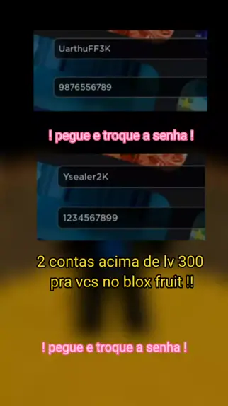 CONTA DE BLOX FRUITS GRÁTIS! NOME E SENHA NO VÍDEO! 