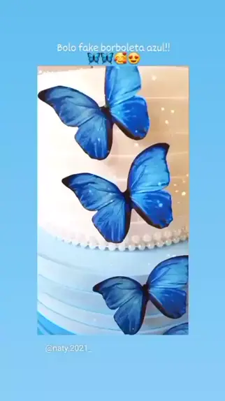 Bolo fake borboleta azul