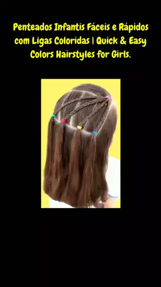 4 em 1 Penteado Infantil Fácil com Liguinhas, 4 in 1 Easy Hairstyle with  Rubber Bands for Girls 😍🥰