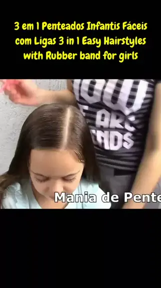 4 em 1 Penteado Infantil Fácil com Liguinhas, 4 in 1 Easy Hairstyle with  Rubber Bands for Girls 😍🥰