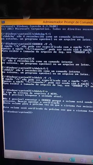 Comandos /F /R /X para verificar e corrigir discos rígidos